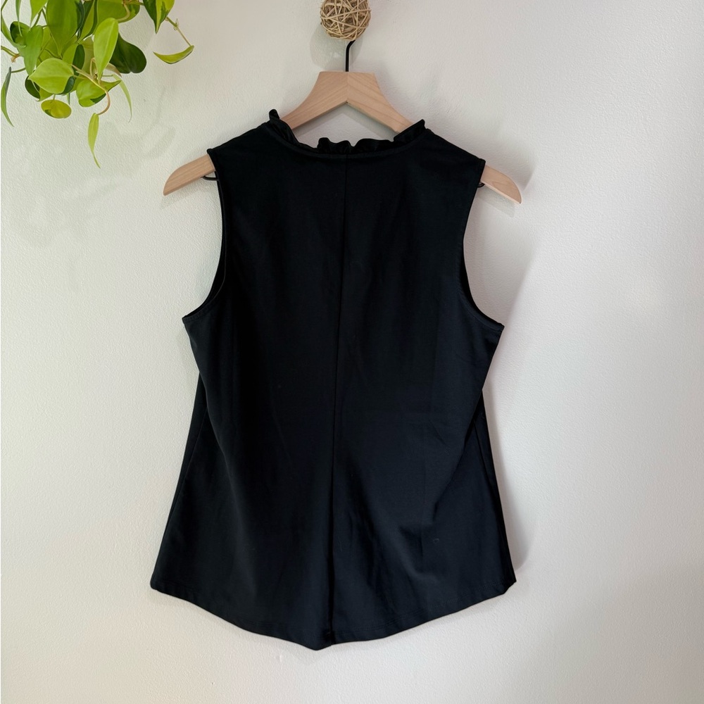 41 Hawthorn Stitch Fix Piper Knit Poplin Ruffle Sleeveless Shirt Black Size M - Picture 5 of 9